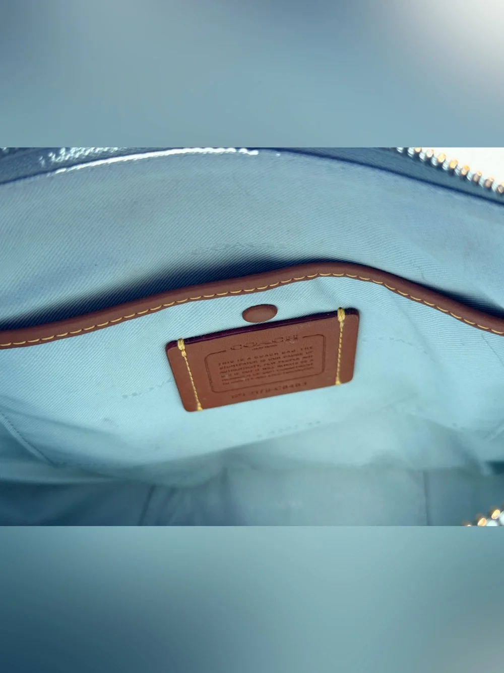 Coach Light Blue Pebble Leather Shoulder Bag